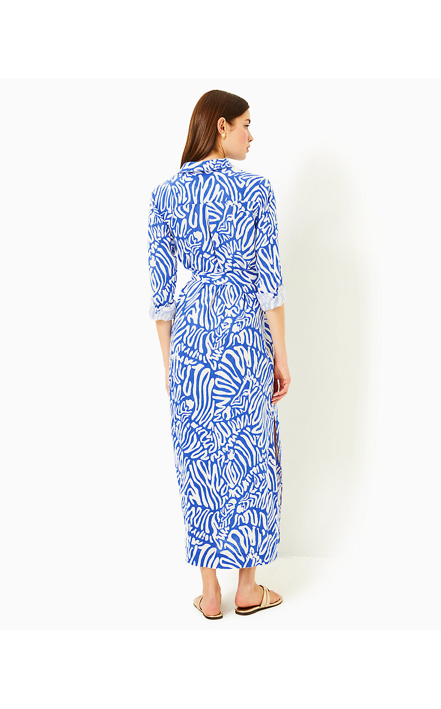 MILLICENT LINEN MAXI SHIR | MARTINIQUE BLUE ZEE BEBE OVERSIZED