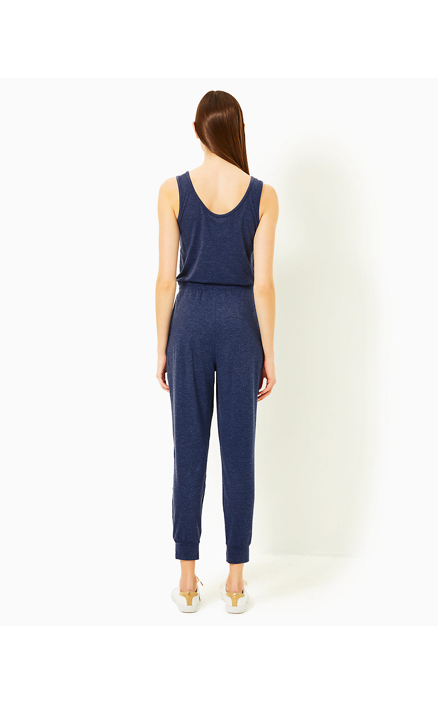 MAISIE UPF 50+ JUMPSUIT | HEATHERED MED BLUE X NOIR