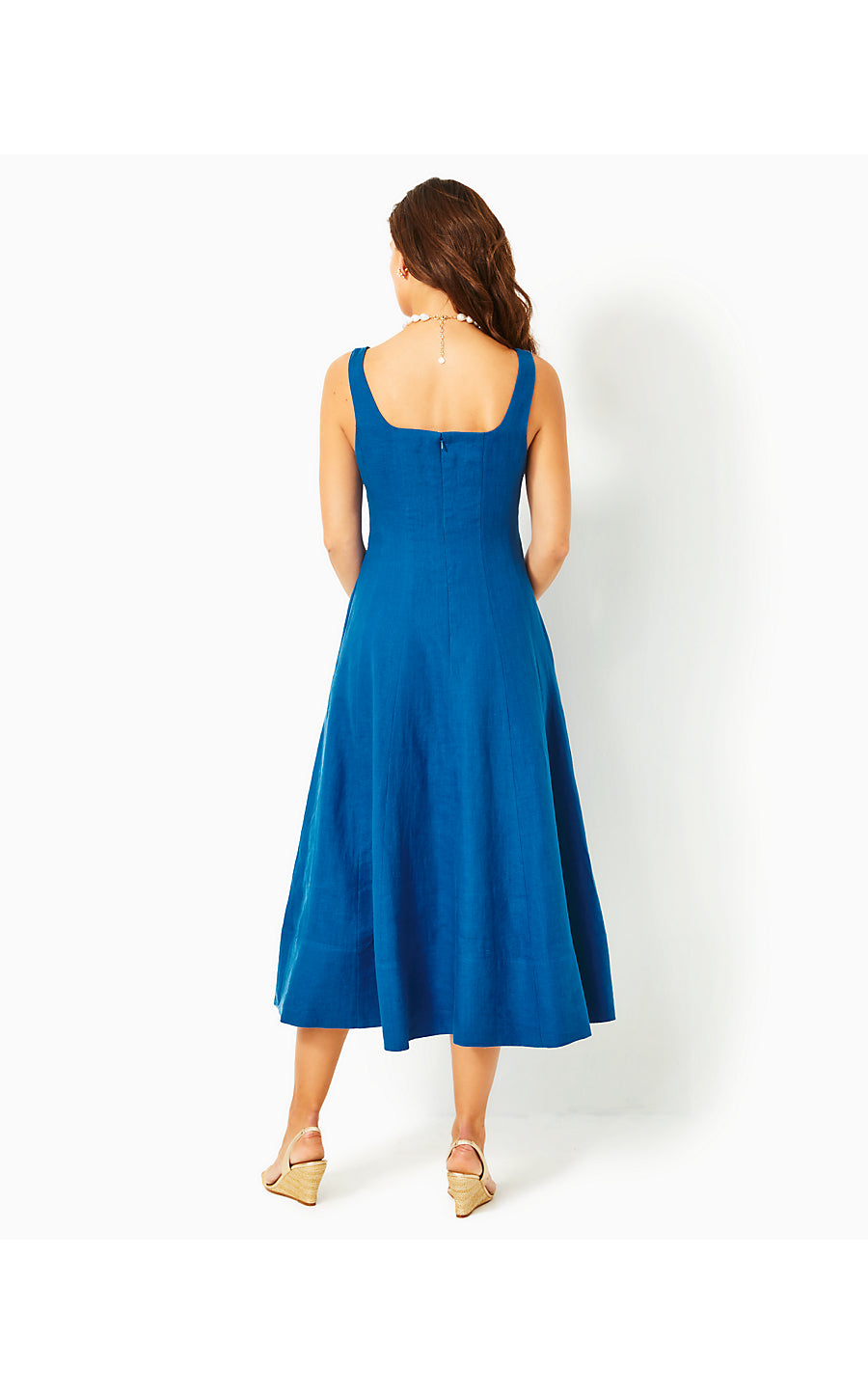 Calina Linen Midi Dress | Barton Blue