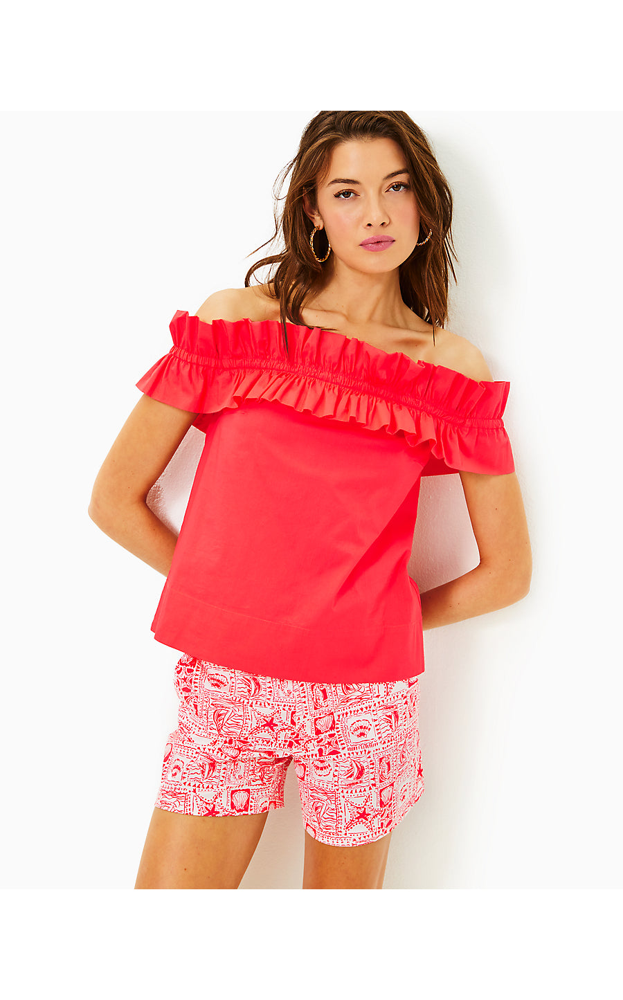 Brennalee Off The Shoulder Top | Mizner Red