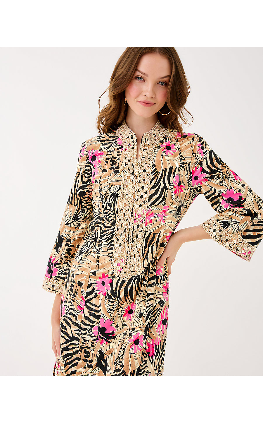 SHEALYN 3/4 SLEEVE STRETCH MAXI CAFTAN | RUTABAGA EL MOROCCO