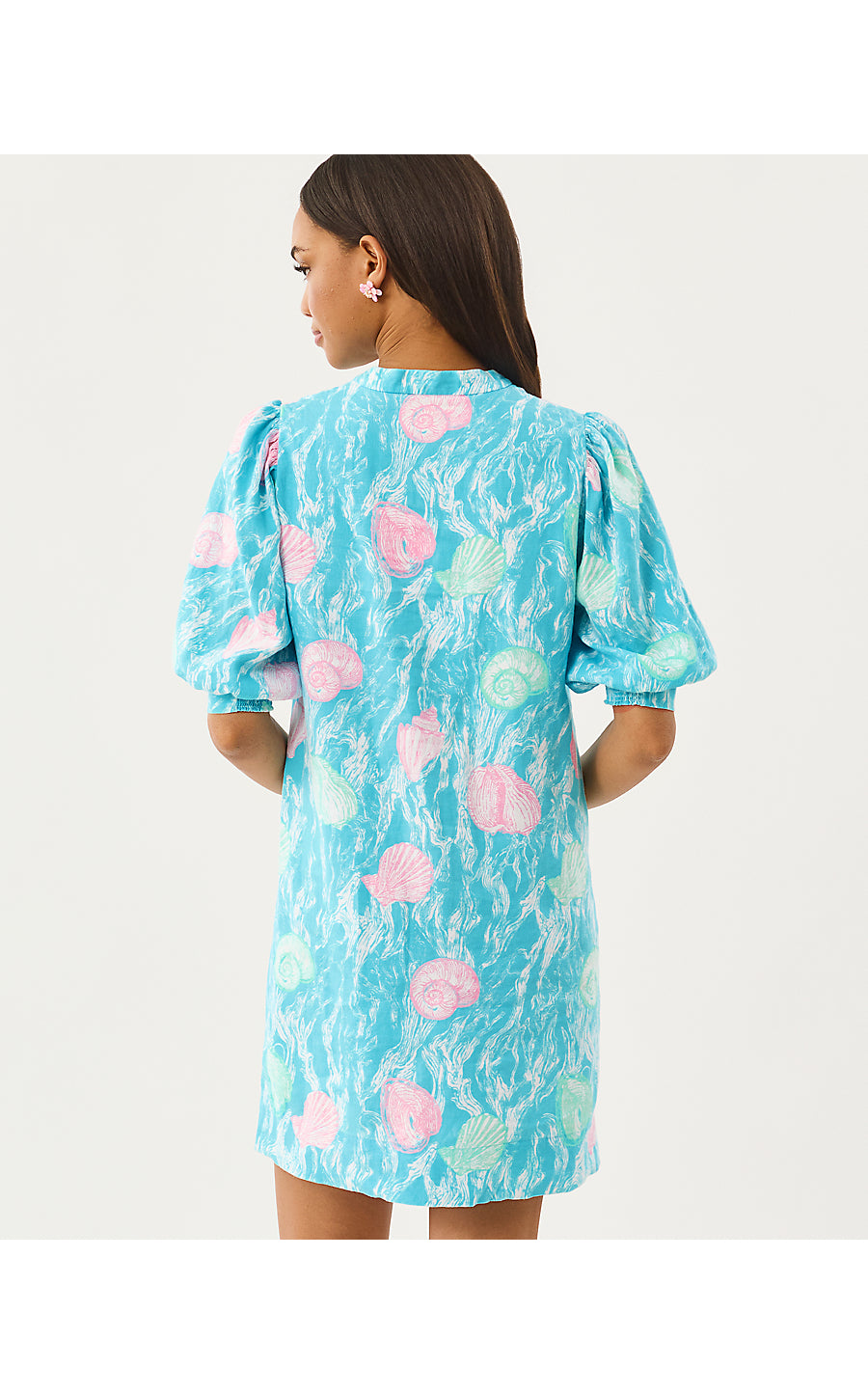 MIALEIGH ELBOW SLEEVE LINEN DRESS | CAPRI BLUE SHELDEN