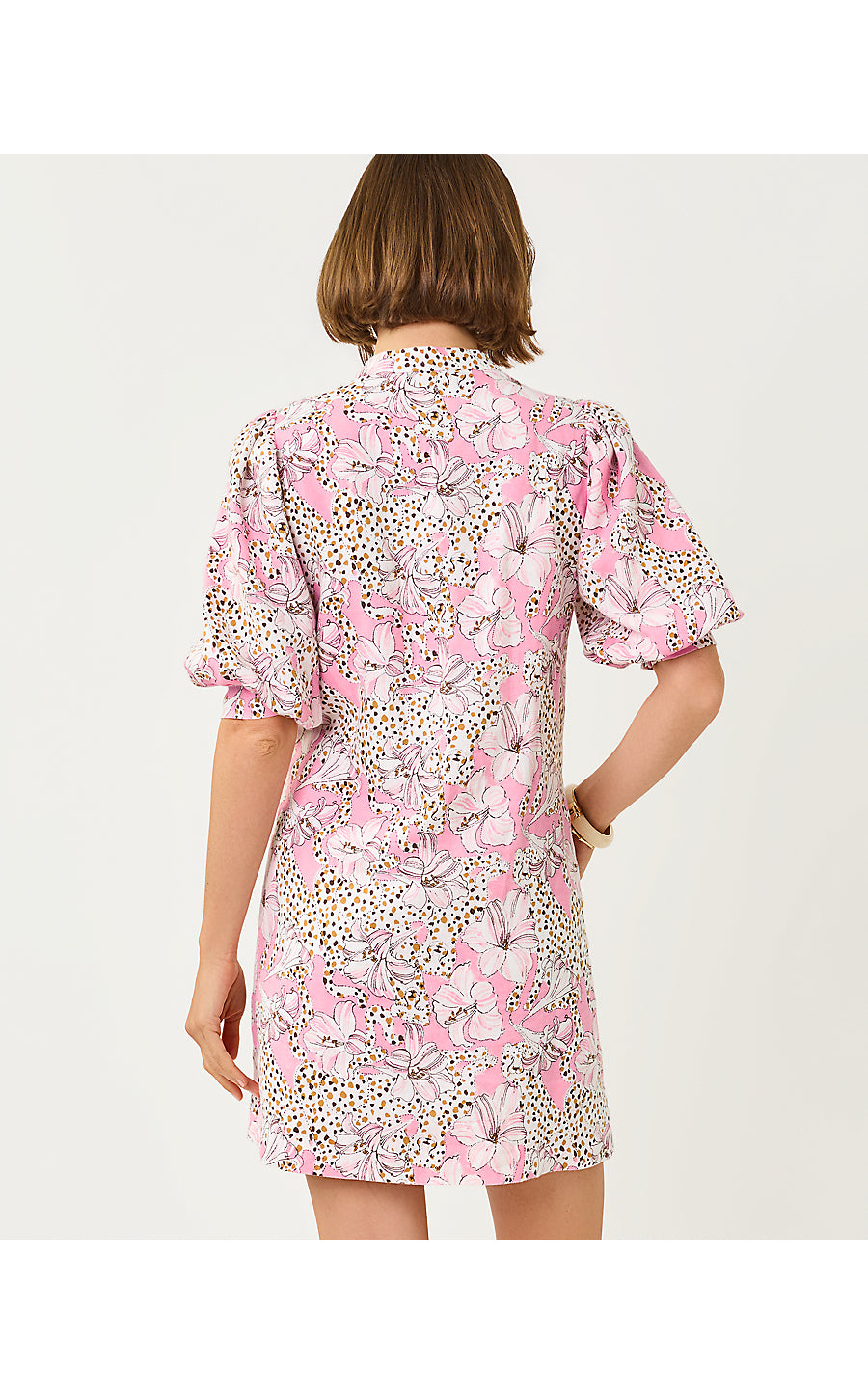 MIALEIGH ELBOW SLEEVE LINEN DRESS | CONCH SHELL PINK WILDNESS