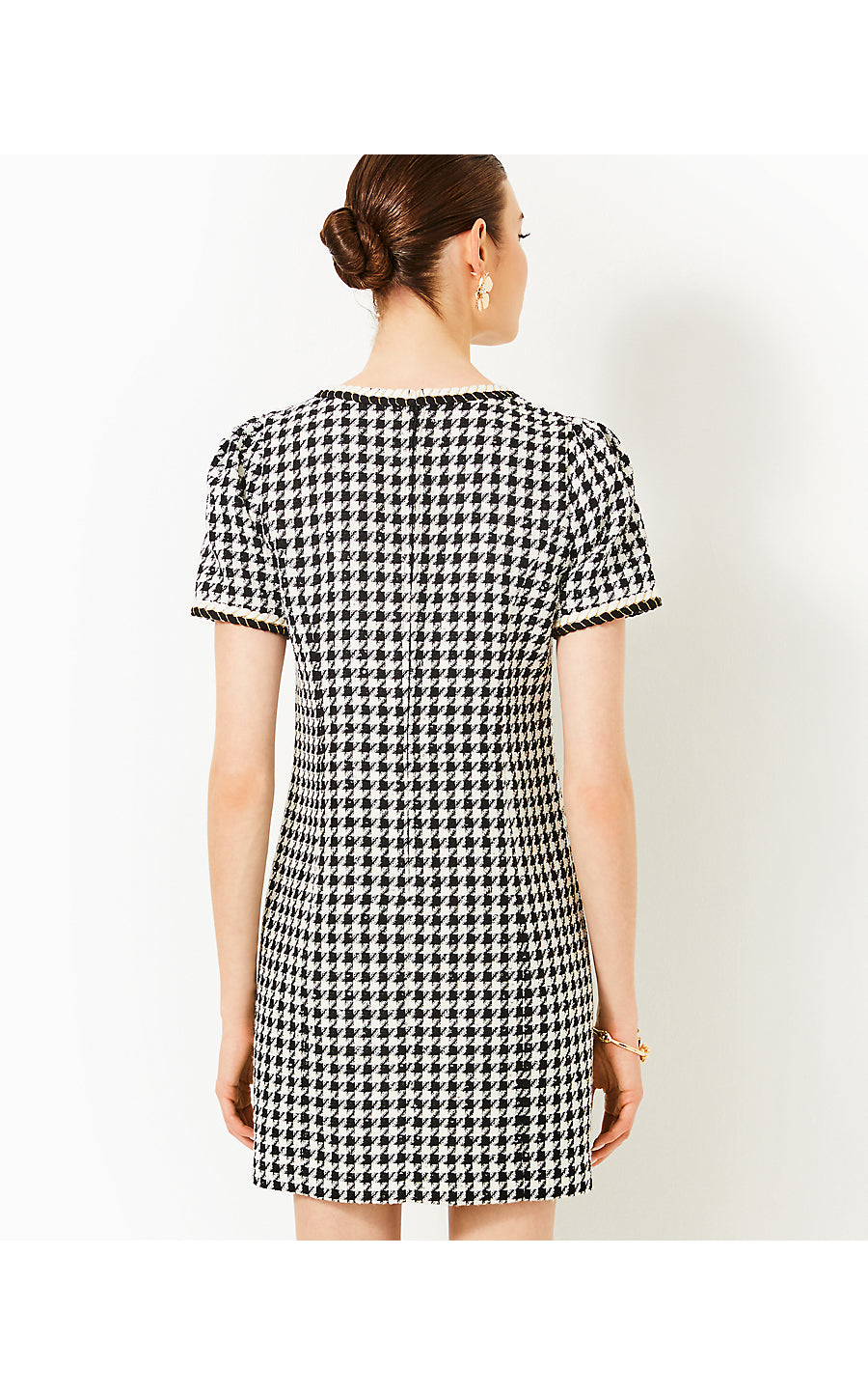 DORIANE BOUCLE SHIFT | NOIR HOUNDSTOOTH