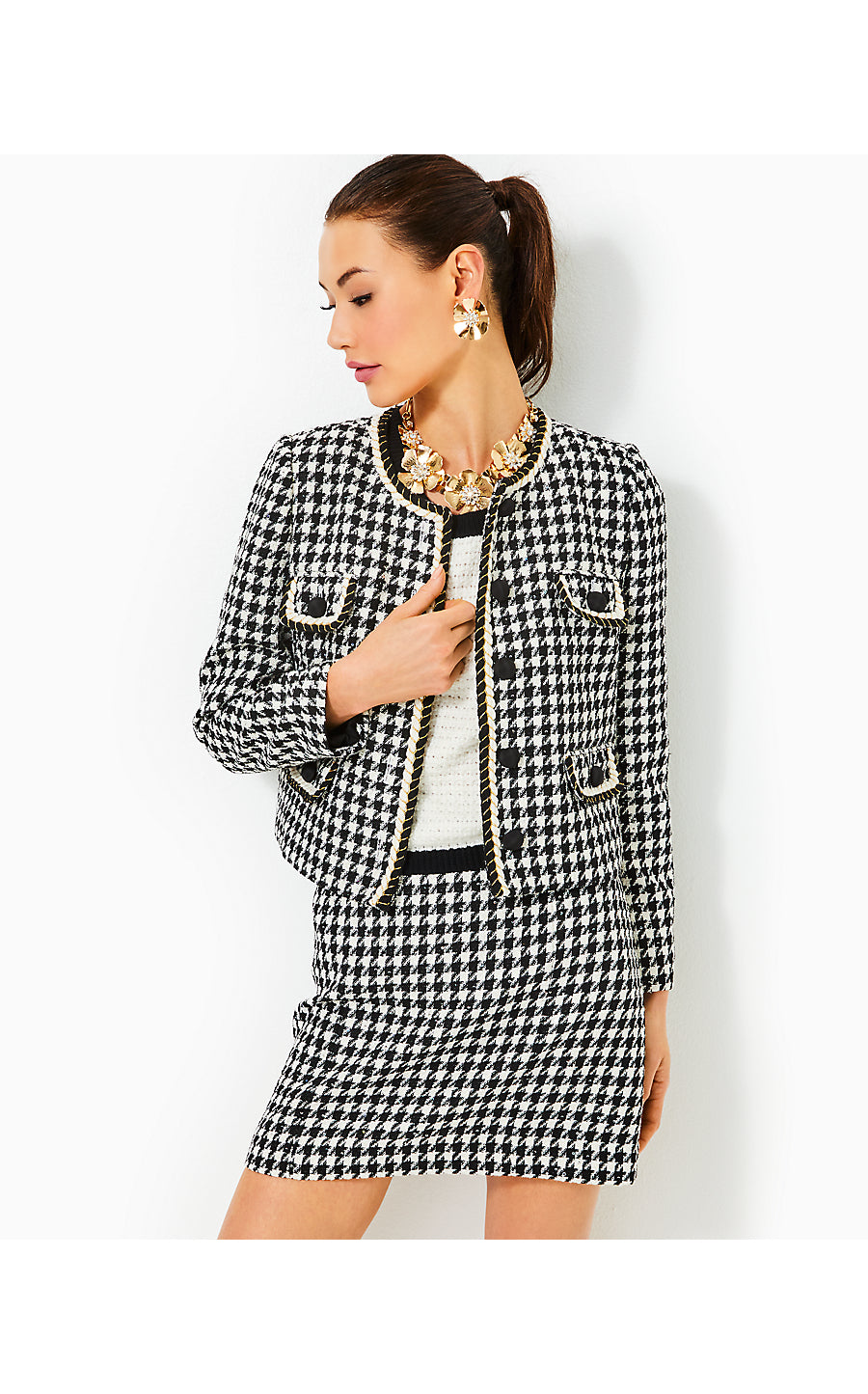 CORVINA BOUCLE JACKET | NOIR HOUNDSTOOTH