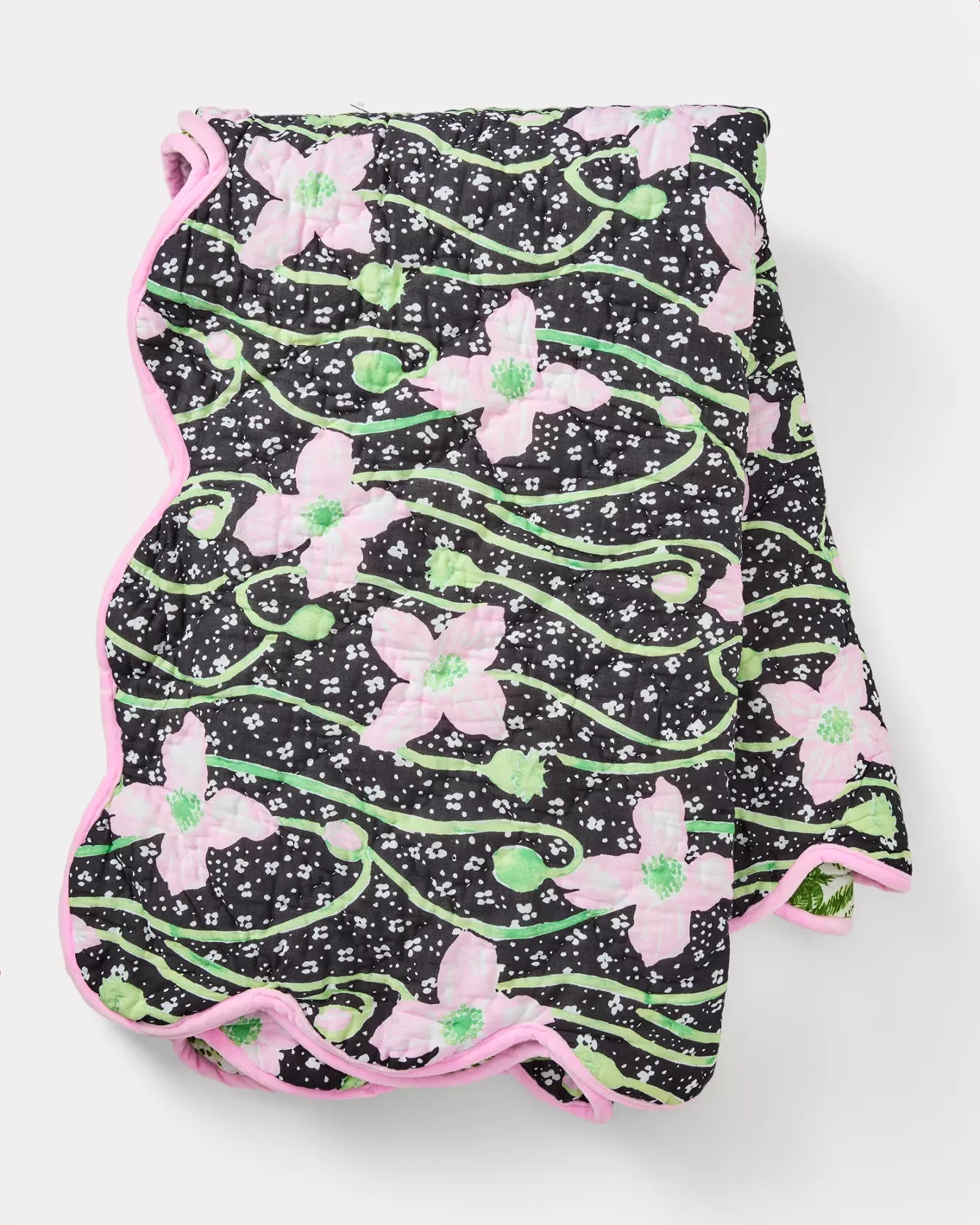 REVERSIBLE COTTON THROW | ONYX BLUSHING BLOOMS