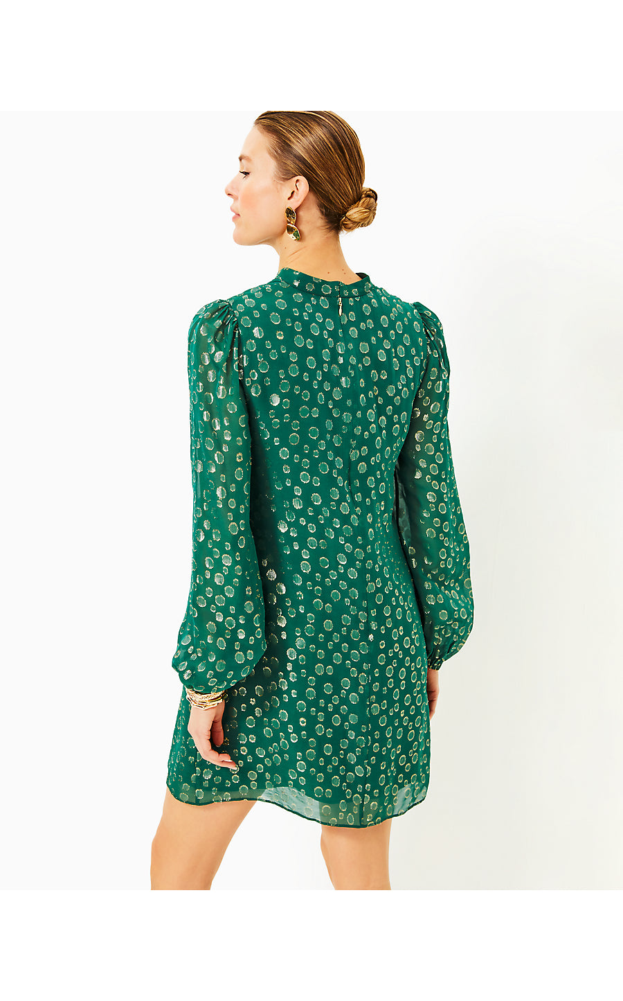 LAURALYN SILK DRESS | VILLA GREEN SILK BUBBLY CLIP