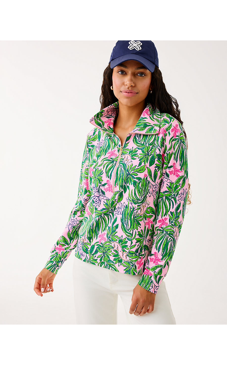 ELENI UPF 50+ PULLOVER | CONCH SHELL PINK ROARING WITH JOY