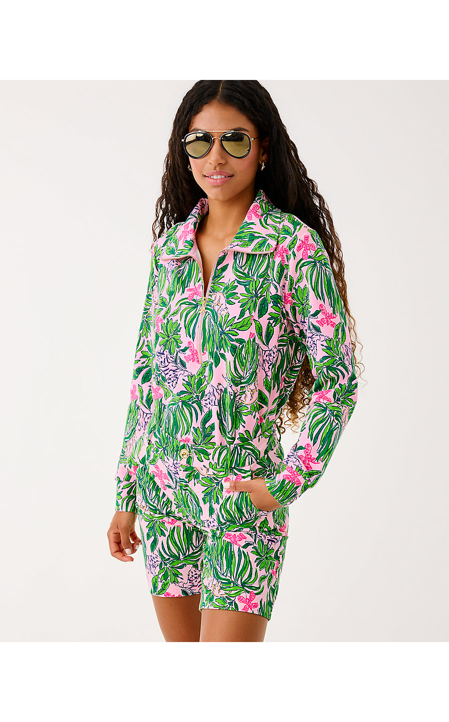 ELENI UPF 50+ PULLOVER | CONCH SHELL PINK ROARING WITH JOY