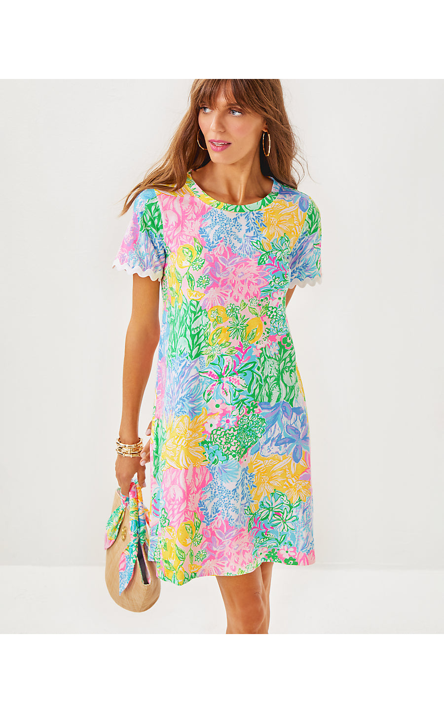 CODY SHORT SLEEVE DRESS | MULTI BRIGHT DELIGHT PATCH