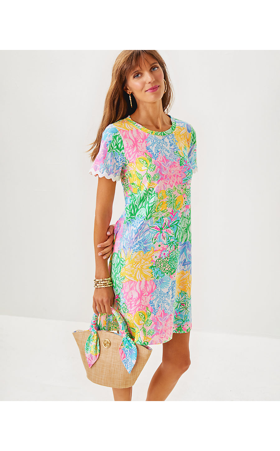 CODY SHORT SLEEVE DRESS | MULTI BRIGHT DELIGHT PATCH