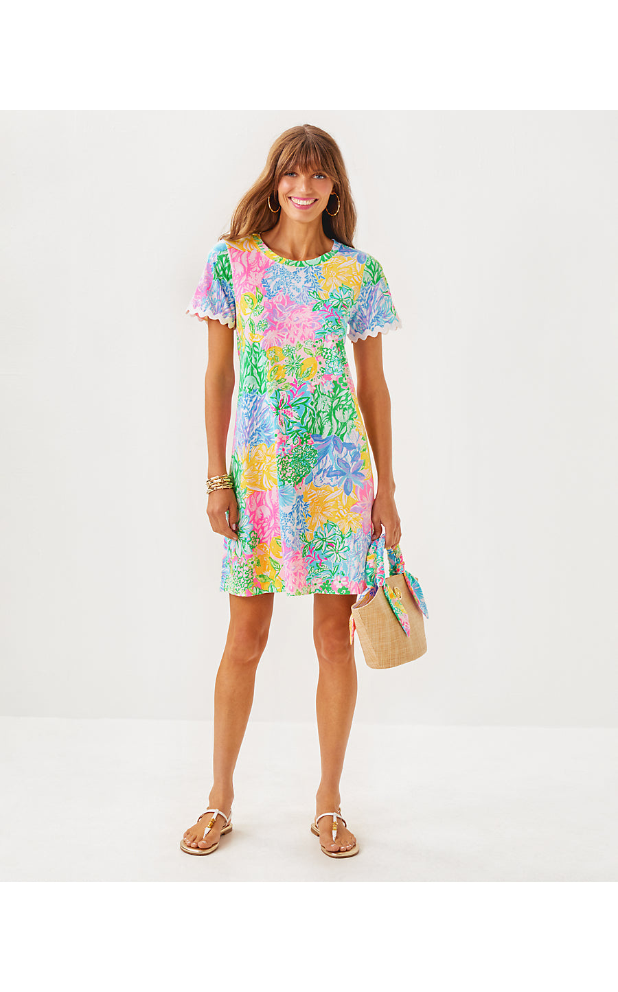 CODY SHORT SLEEVE DRESS | MULTI BRIGHT DELIGHT PATCH