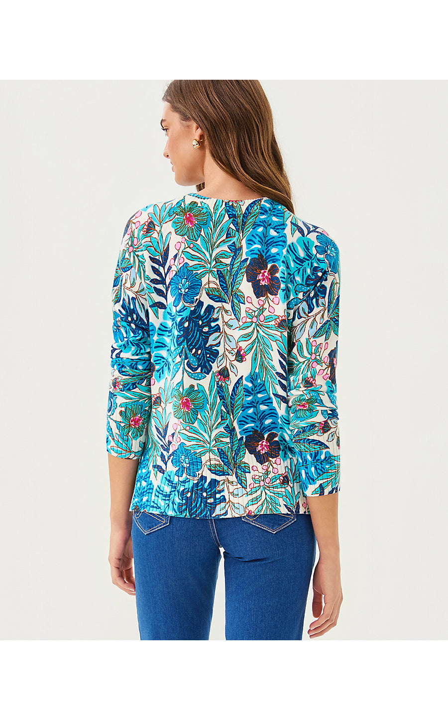 SALIMA SWEATER | BREEZY AQUA BEST FRONDS FOREVER
