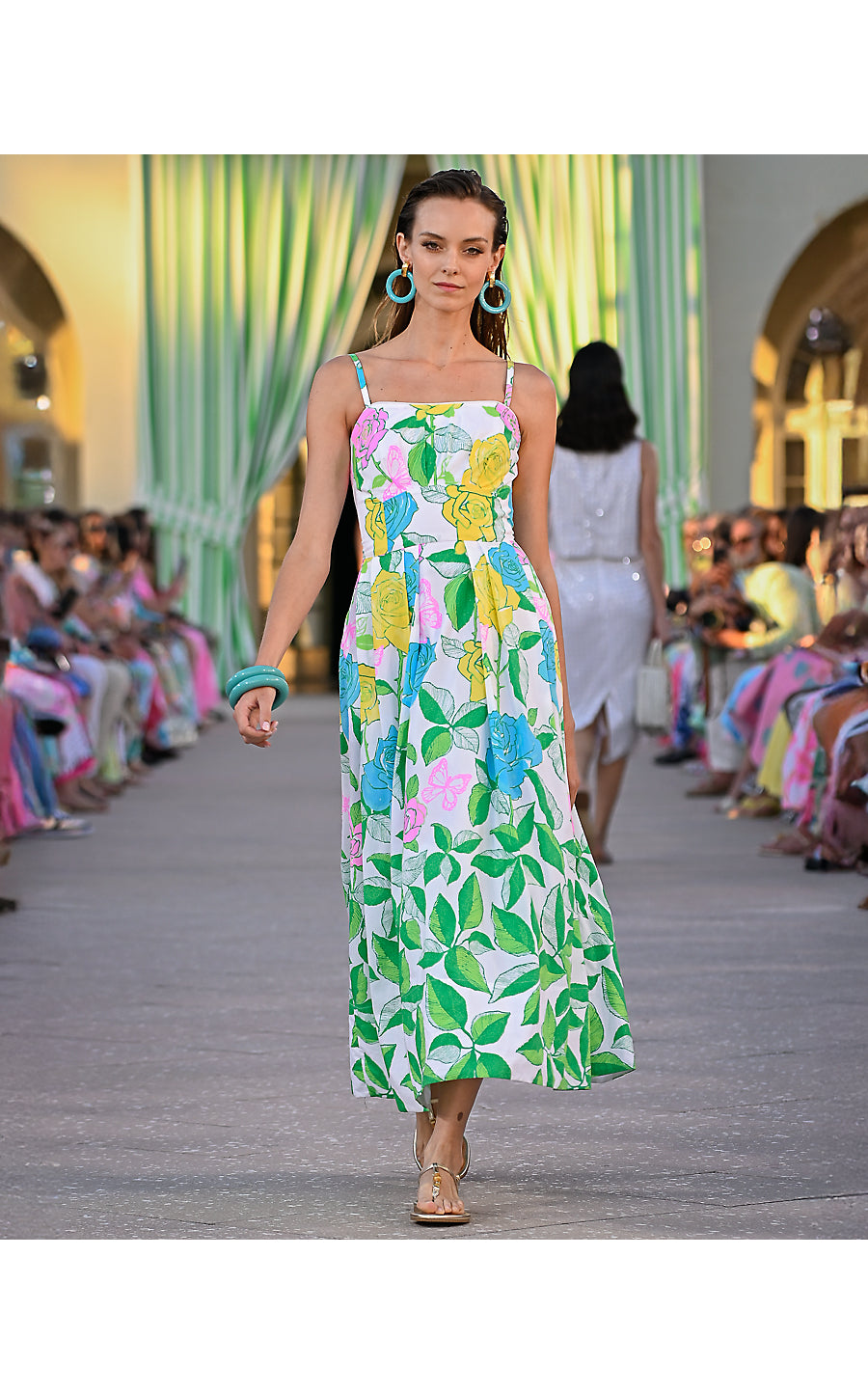 KENNI MIDI DRESS | MULTI ROSE BUD ENGINEERED