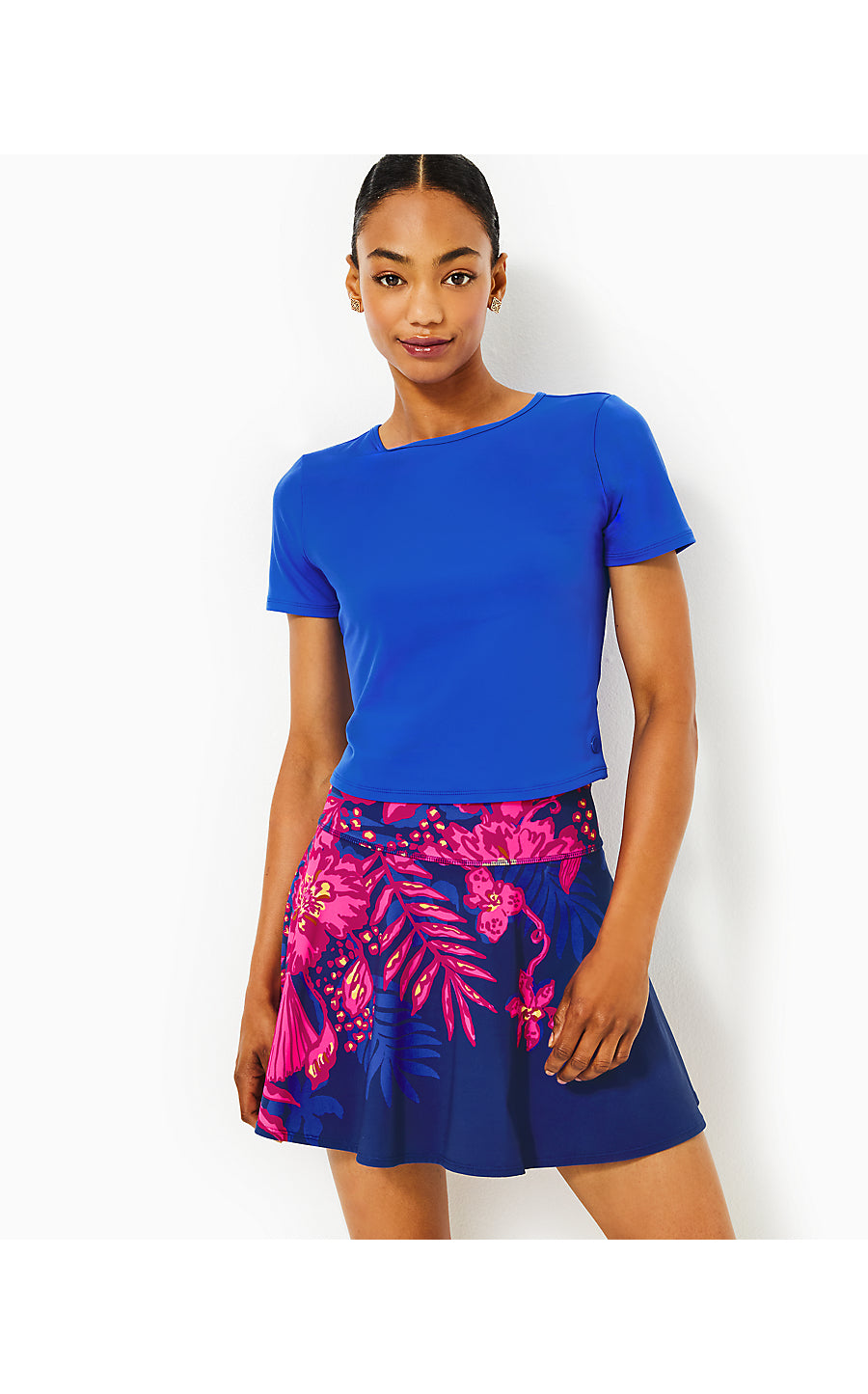 BARCELONA HIGH RISE SKORT | BLUE MED NEVER ENDING SUMMER ENGINEERED SKORT