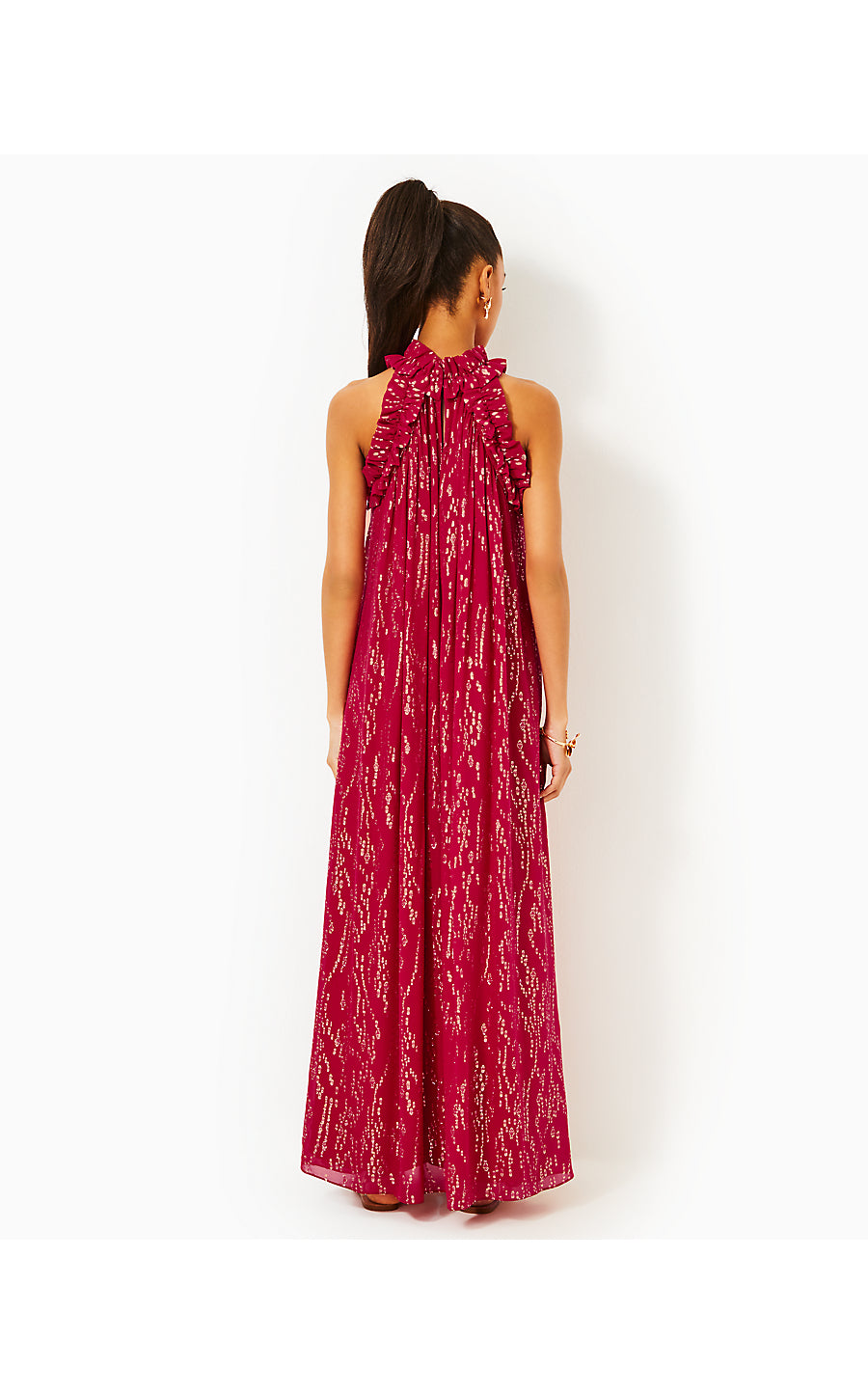 FLORIAN SILK MAXI DRESS | MALBEC RED FISH CLIP CHIFFON