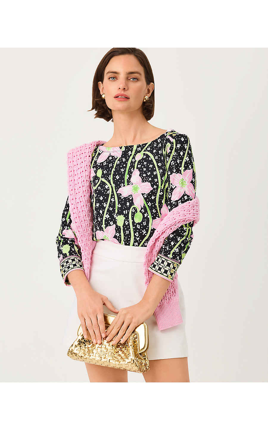 CALLISON UPF 50+ TOP | ONYX BLUSHING BLOOMS ENGINEERED CHILLYLILLY