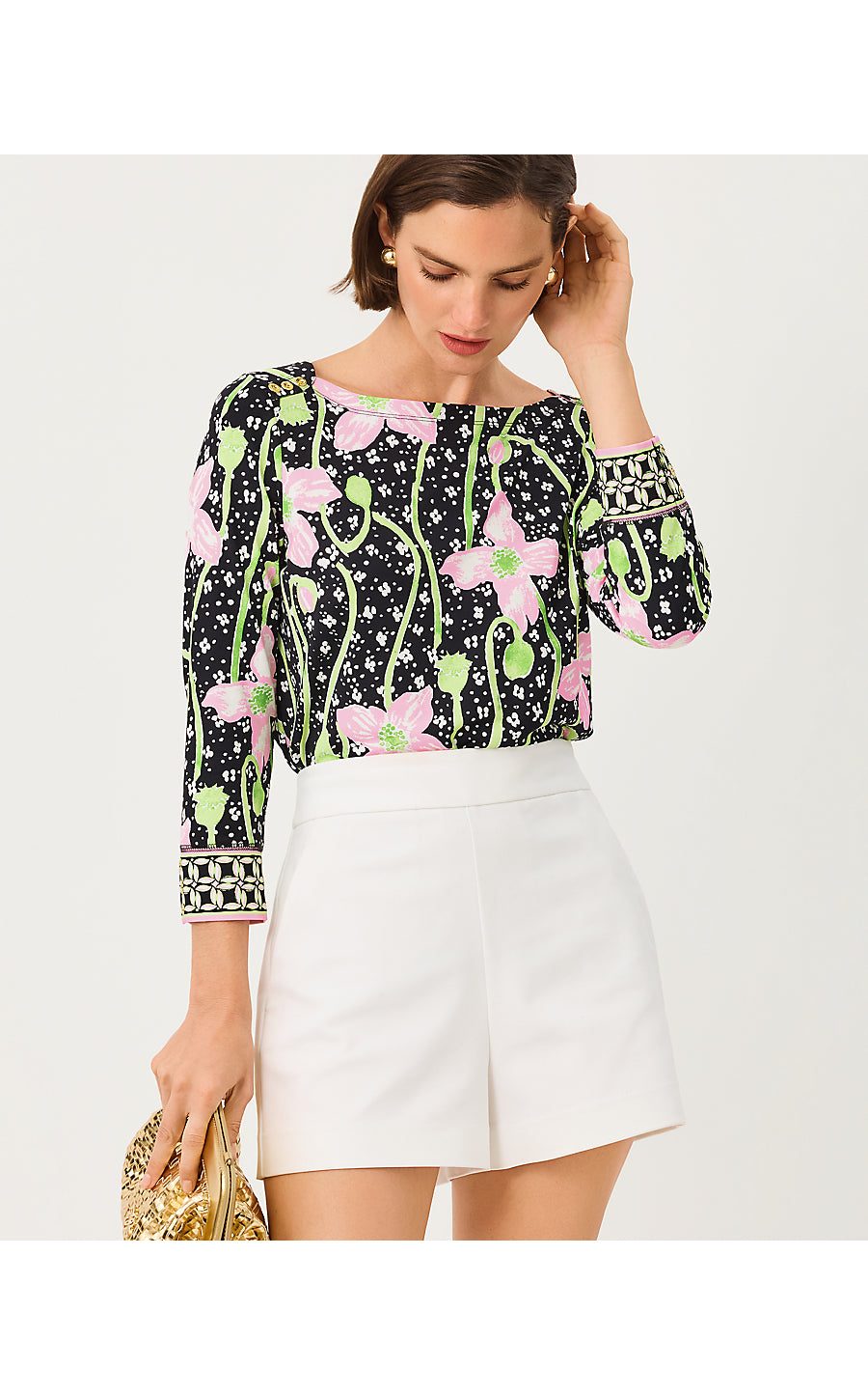 CALLISON UPF 50+ TOP | ONYX BLUSHING BLOOMS ENGINEERED CHILLYLILLY