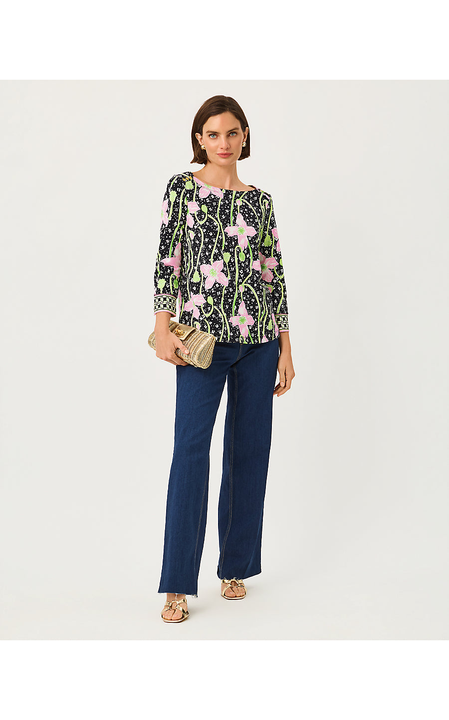 CALLISON UPF 50+ TOP | ONYX BLUSHING BLOOMS ENGINEERED CHILLYLILLY
