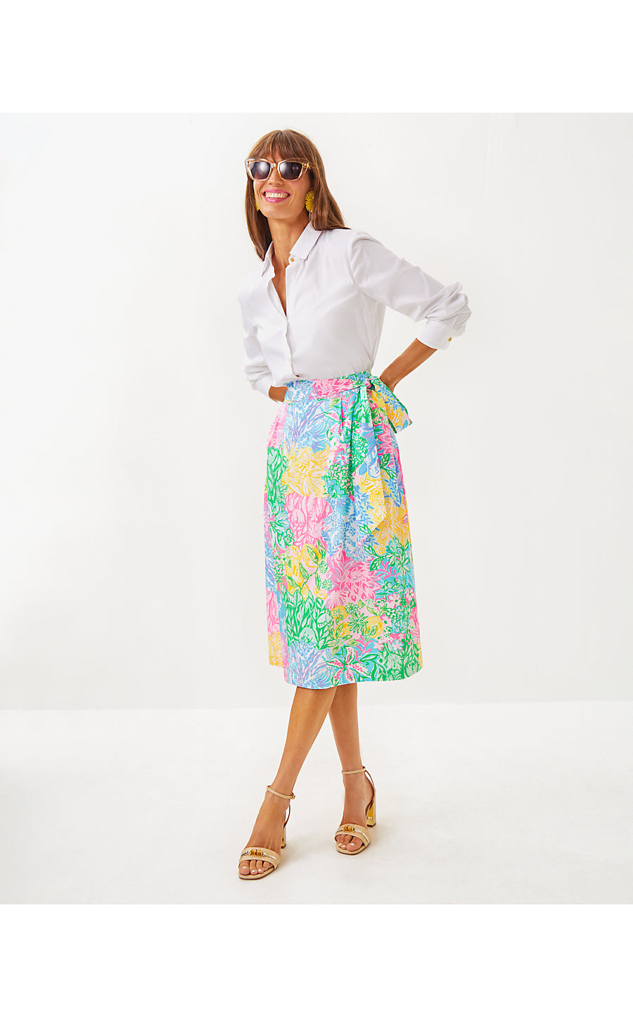 ROWENA MIDI SKIRT | MULTI BRIGHT DELIGHT PATCH