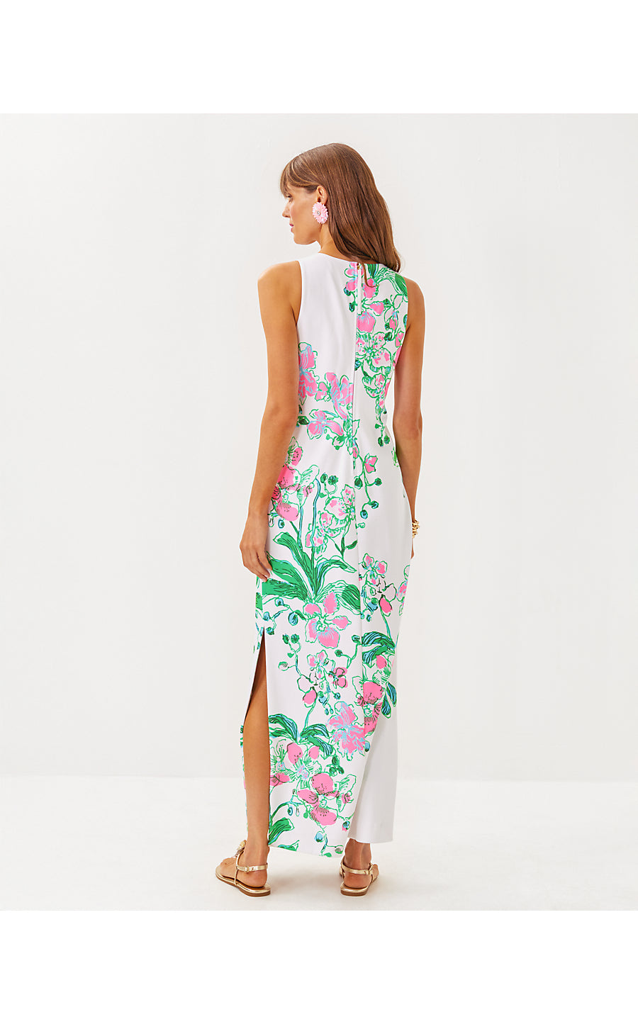 MELODIE MAXI DRESS | MULTI OVERSIZED ORCHIDS ON THE AVENUE ENGINEERED