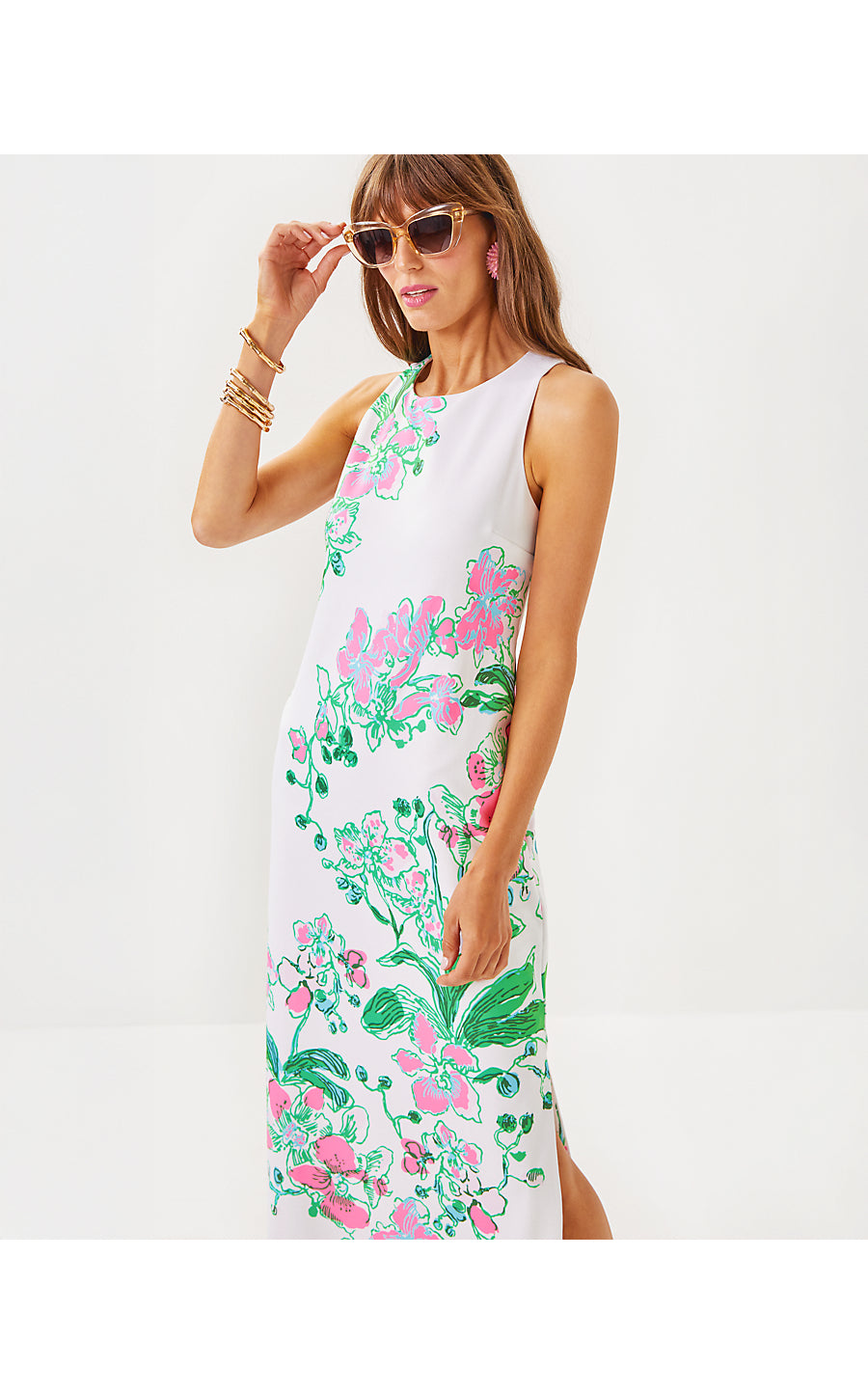 MELODIE MAXI DRESS | MULTI OVERSIZED ORCHIDS ON THE AVENUE ENGINEERED