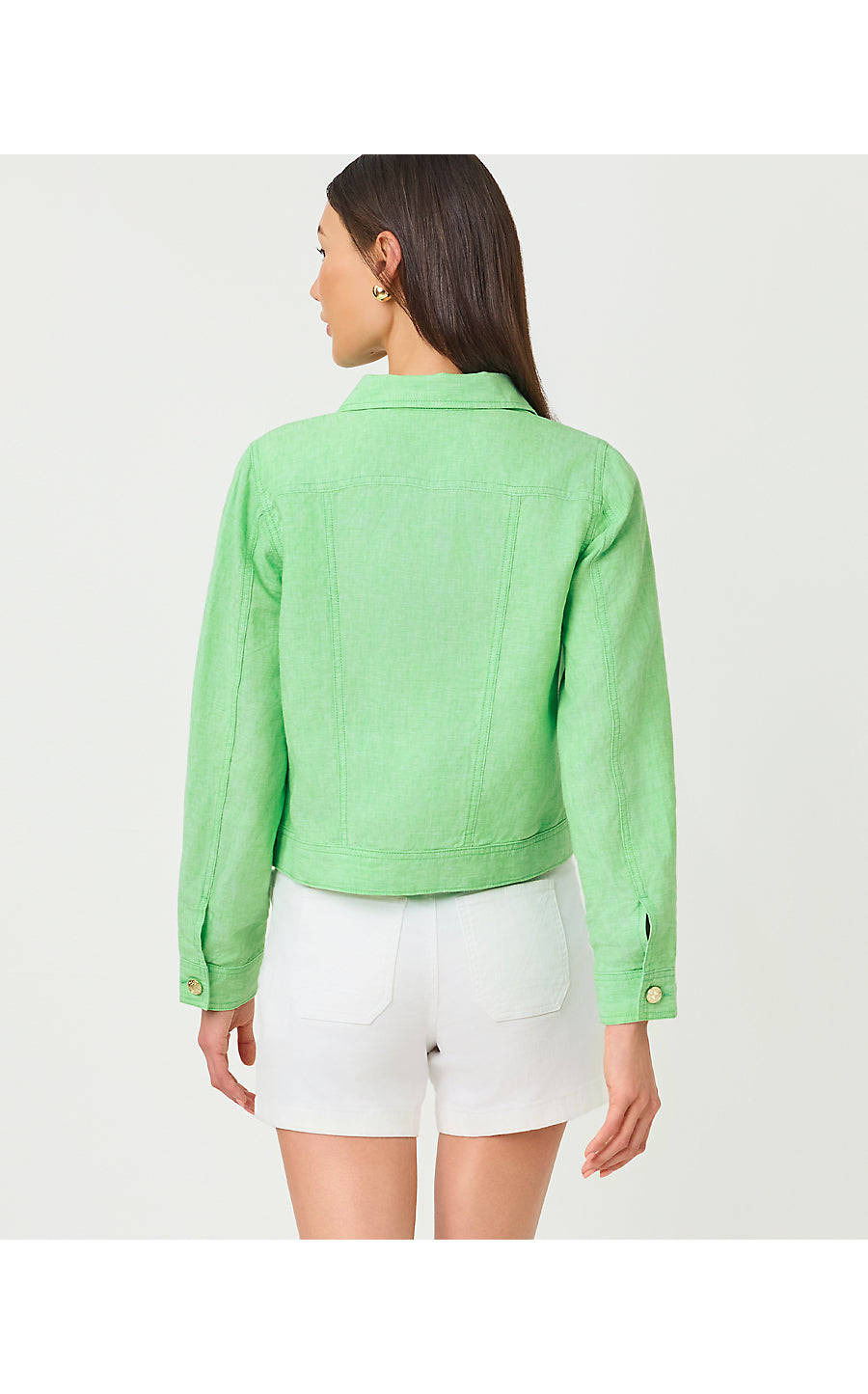 SEASPRAY LINEN JACKET | JACKFRUIT GREEN X RESORT WHITE