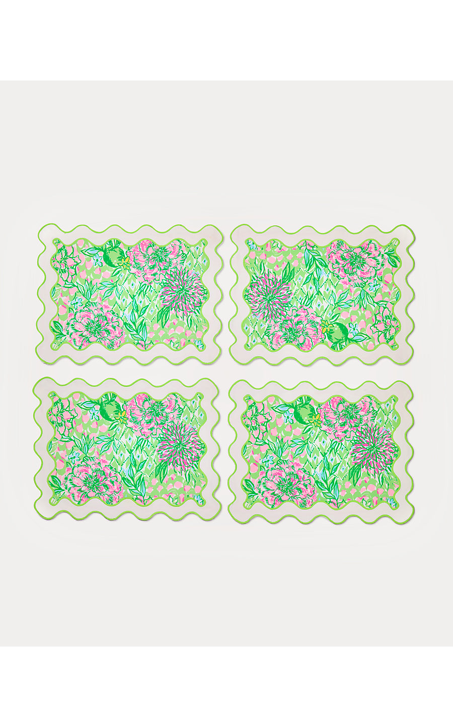 PRINTED SCALLOPED PLACEMAT | FAUNA GREEN