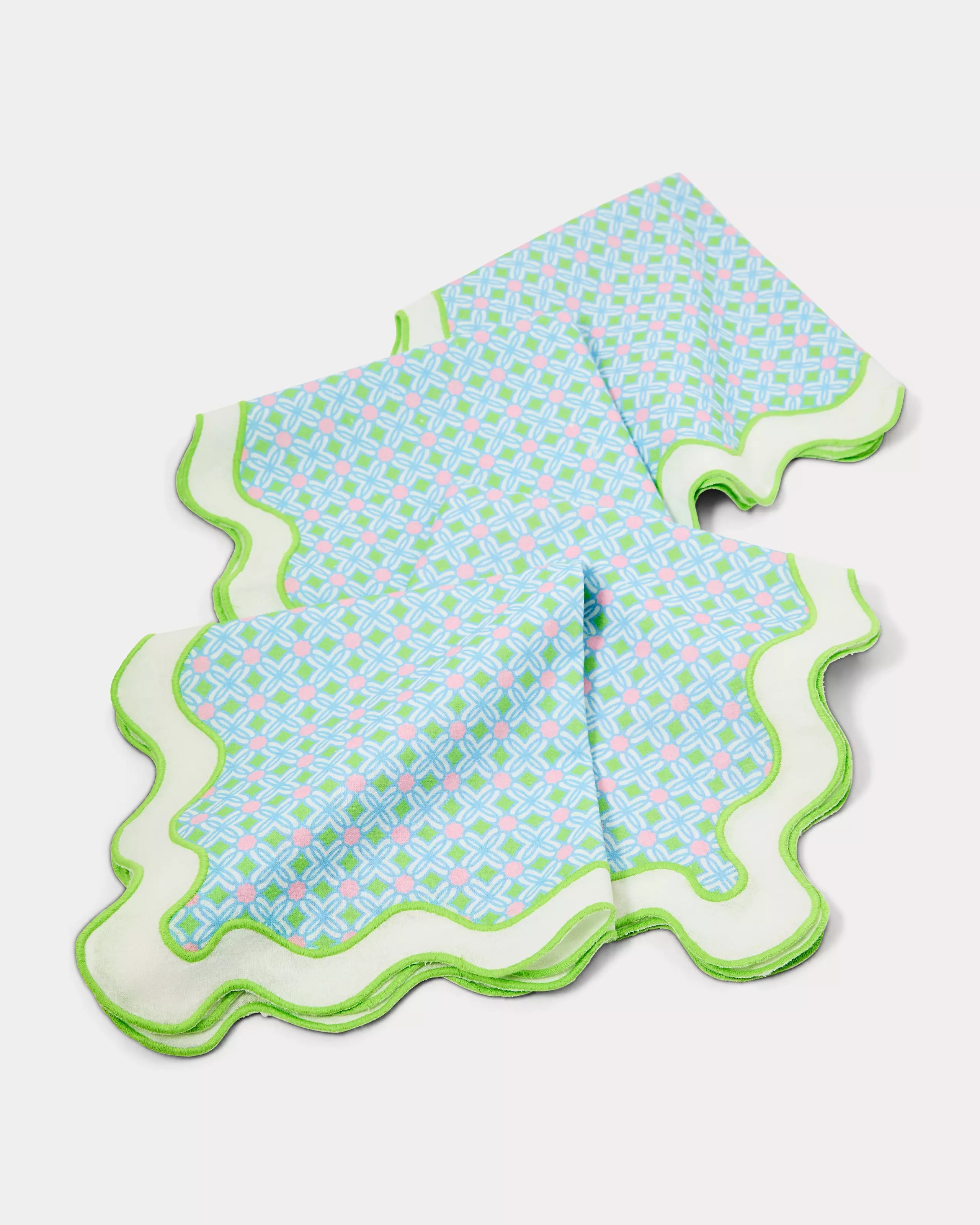 PRINTED SCALLOPED DINNER NAPKIN | JADE LIME