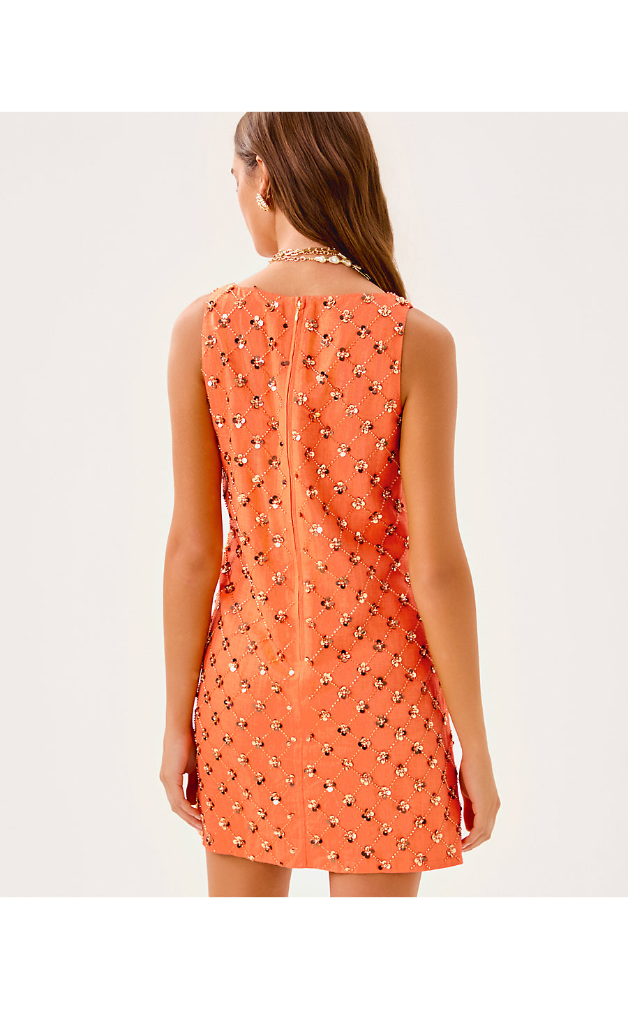 TAMALA DRESS | PAPAYA BEADED SEQUIN EMBELLISHED SEQUIN BLEND