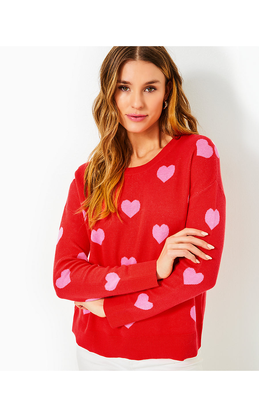 TENSLEY SWEATER | ROCOCO RED HEARTS