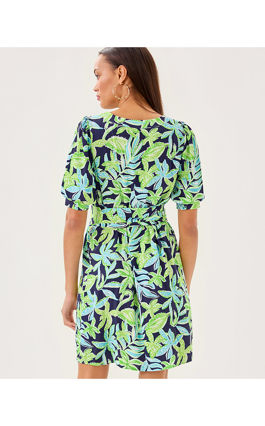 OLIVINE SHORT SLEEVE DRES | SAPPHIRE POOL TROPICAL TANGO