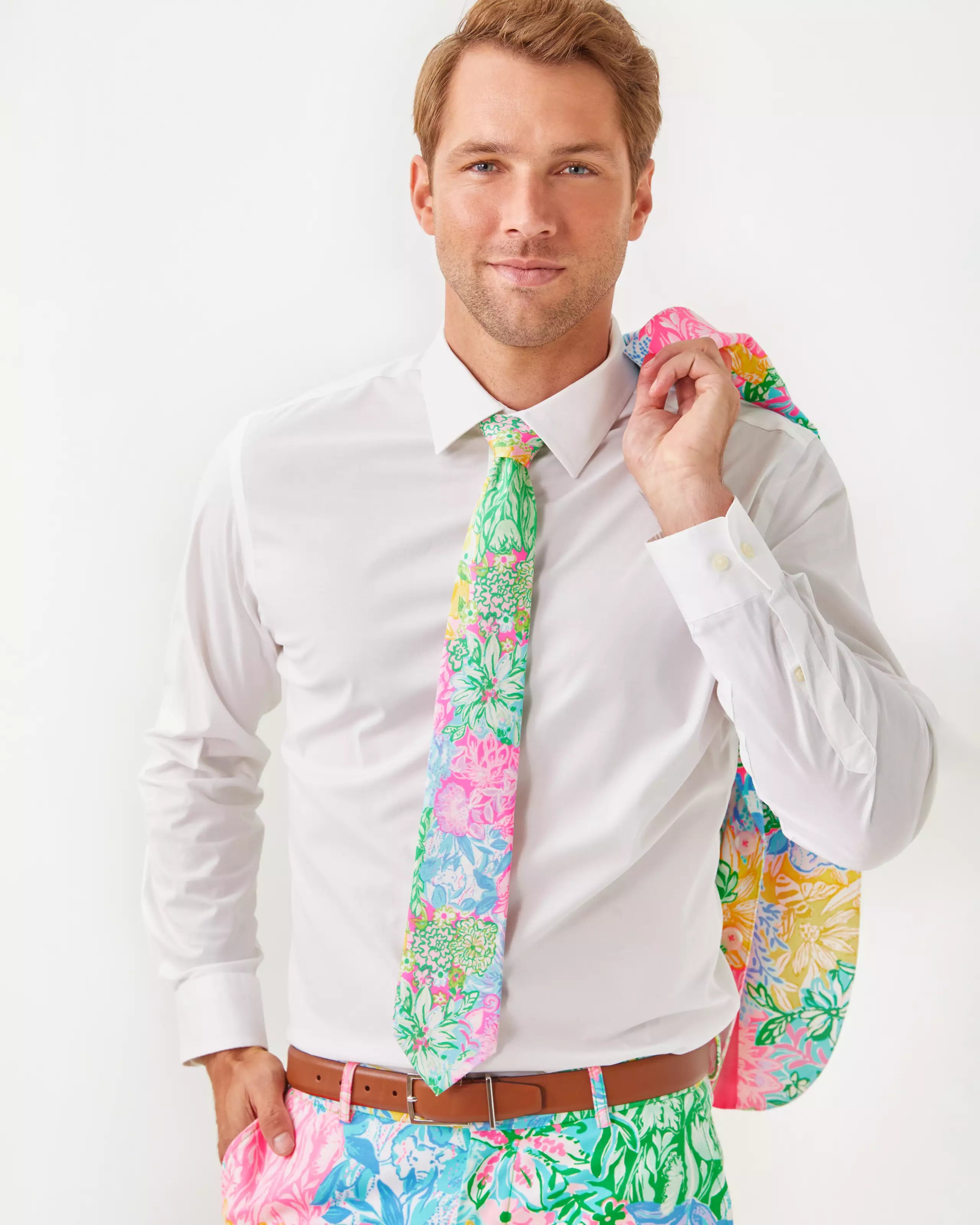 MENS STUFF TIE AND POCKET SQUARE SET | MULTI BRIGHT DELIGHT PATCH ACCESSORIES SMALL