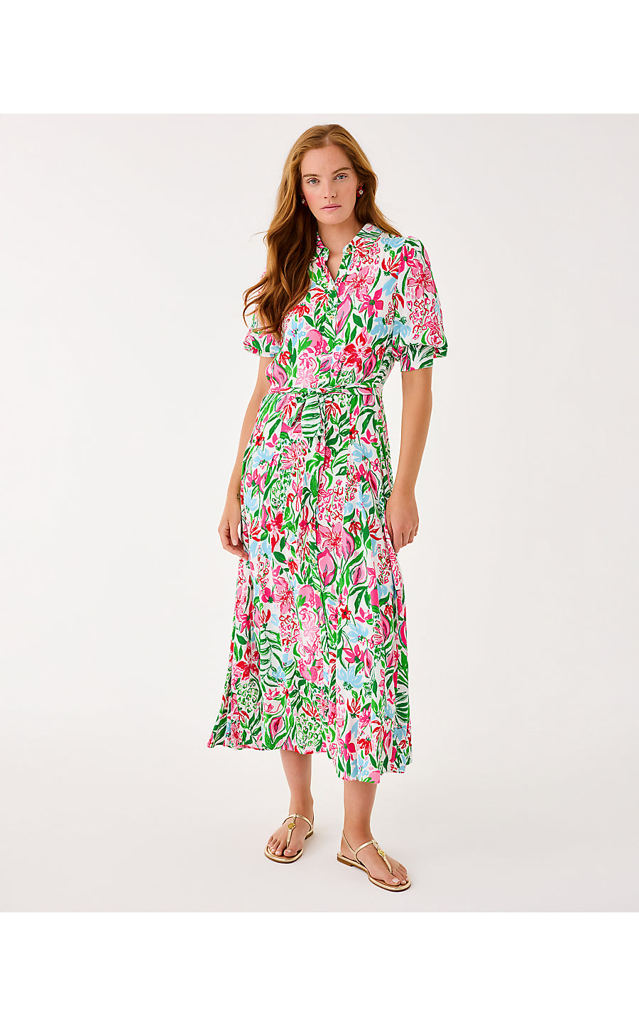 LARKYN MIDI SHIRTDRESS | MULTI GLOWING GARDENS