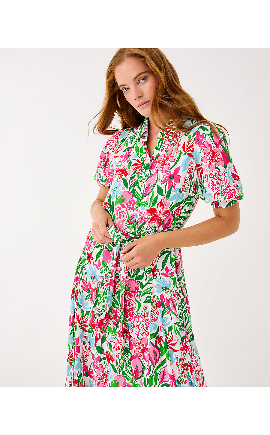 LARKYN MIDI SHIRTDRESS | MULTI GLOWING GARDENS