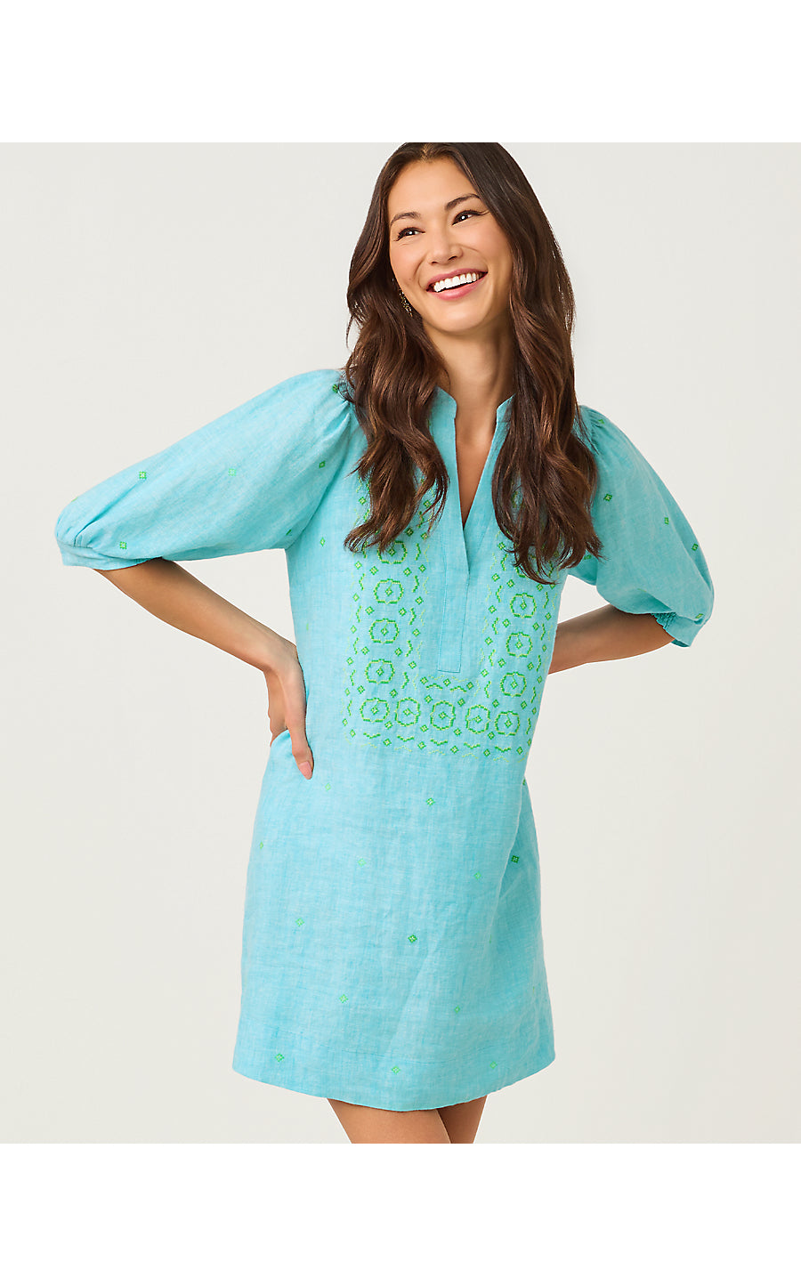 MIALEIGH LINEN DRESS | CAPRI BLUE