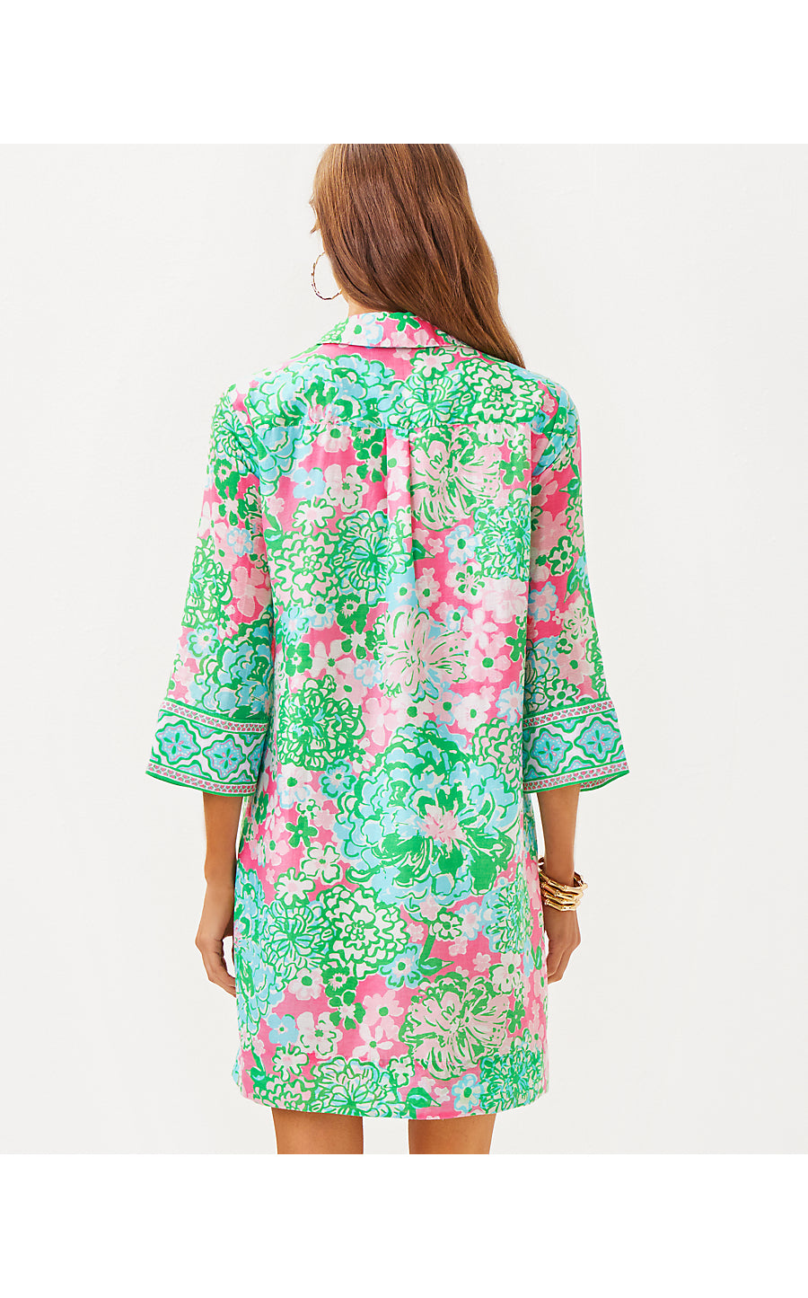 DAPHNIE TUNIC DRESS | MULTI PLUMES IN BLOOM ENGINEERED WOVEN DRESS