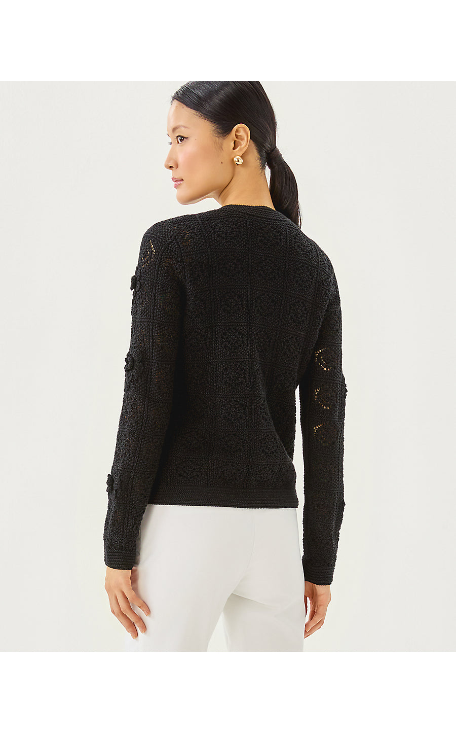 LENALIE CARDIGAN | BLACK METALLIC GARDEN CROCHET