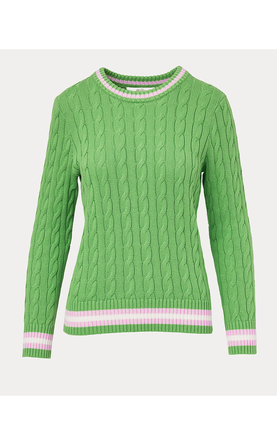 BROCKTON CREW NECK SWEATE | CHATEAU GREEN X OLEANDER PINK TIPPING