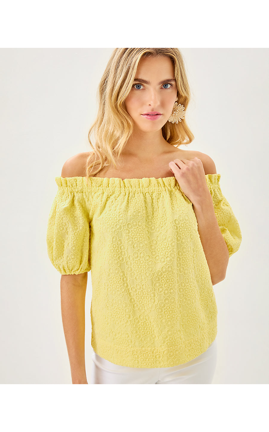 KATARA OFF THE SHOULDER T | LIMONCELLO BUBBLE EMBROIDERY