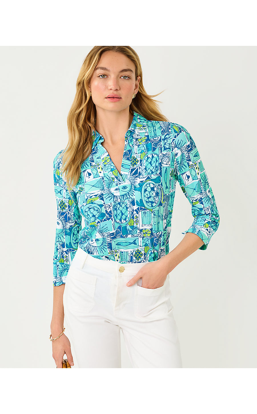 MANDI 3/4 SLEEVE TOP UPF 50+ | MINT CONDITION HARLILLYQUIN