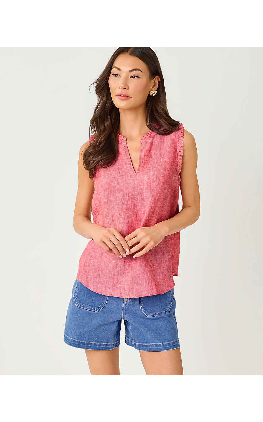 KAVALLA SLEEVELESS RUFFLE | PARADISE PUNCH X RESORT WHITE