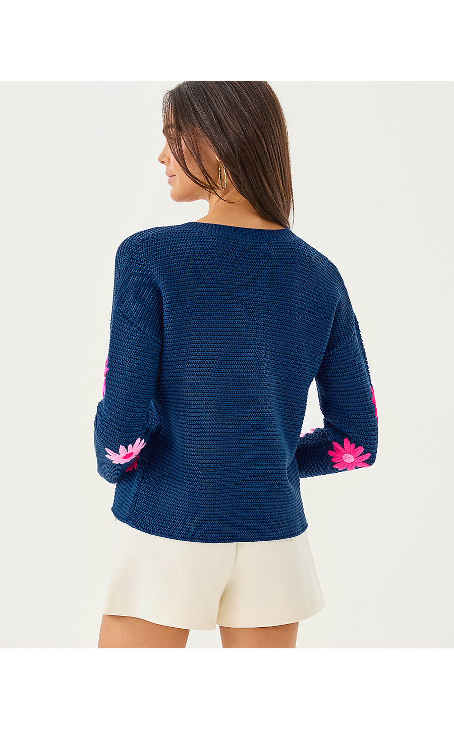 TENSLEY SWEATER | STARLIGHT NAVY GARDEN OASIS EMBROIDERY