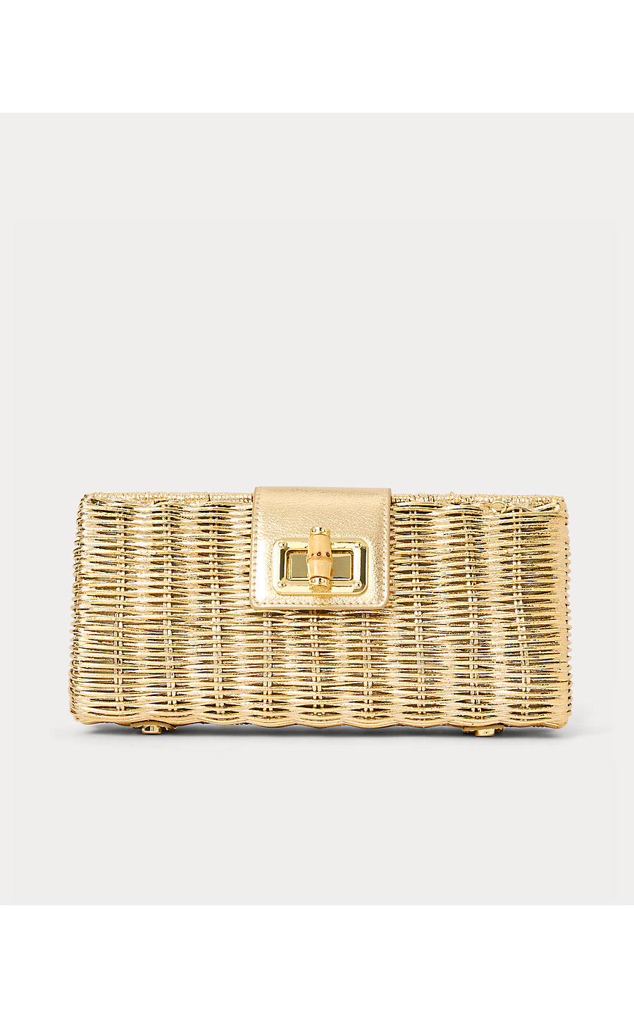 LEENA WICKER CLUTCH | GOLD METALLIC