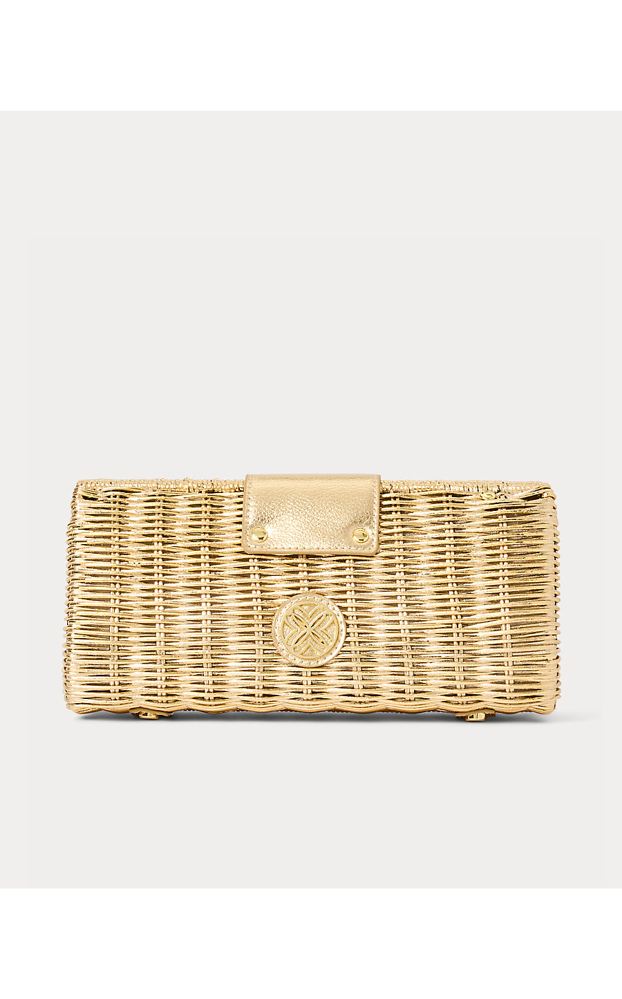 LEENA WICKER CLUTCH | GOLD METALLIC