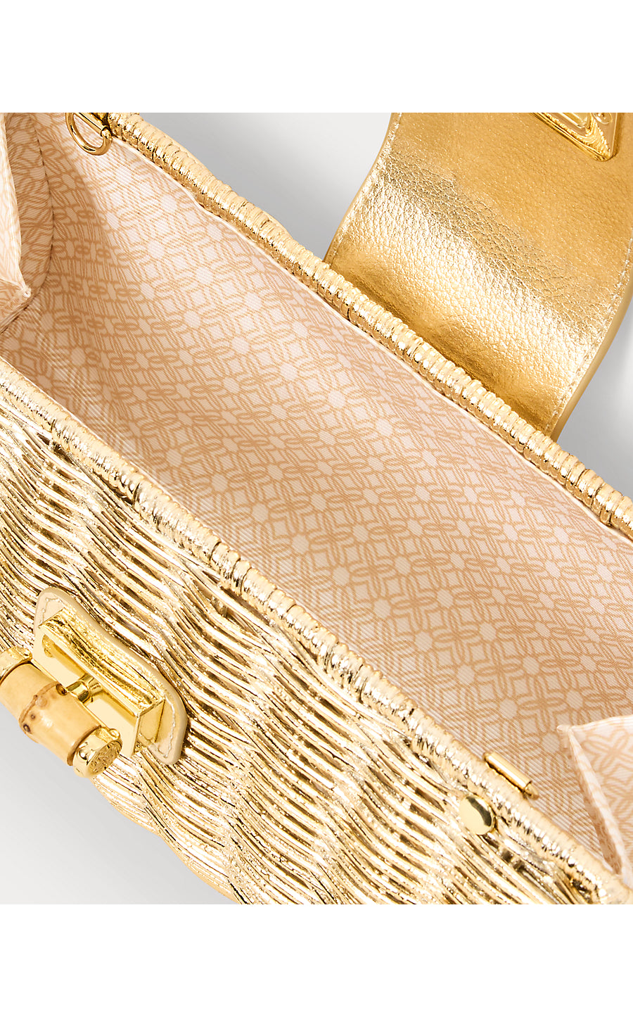 LEENA WICKER CLUTCH | GOLD METALLIC