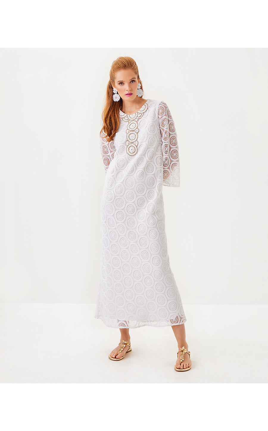 BURNETT LACE MAXI DRESS | RESORT WHITE BUTTERFLY MEDALLION LACE