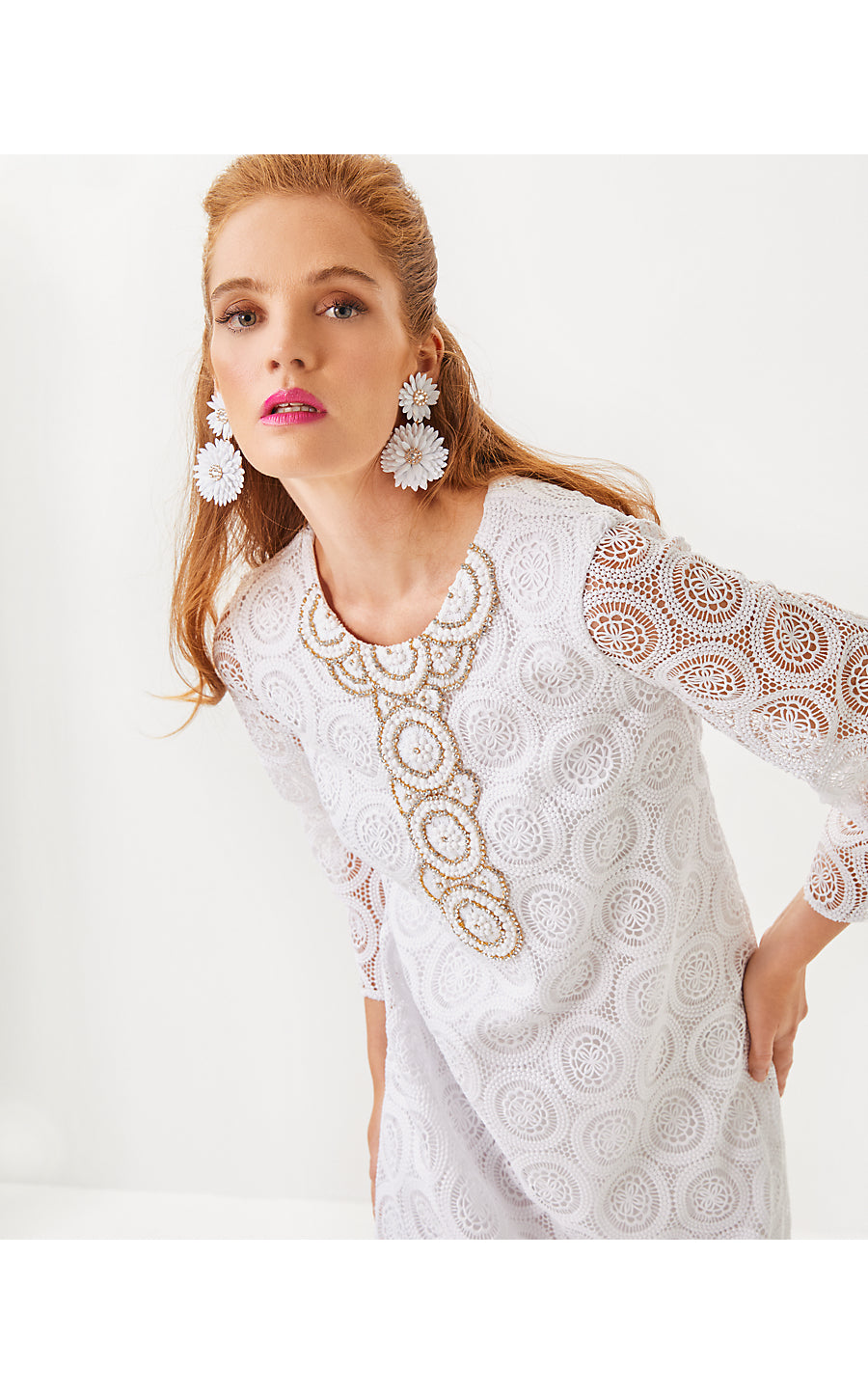 BURNETT LACE MAXI DRESS | RESORT WHITE BUTTERFLY MEDALLION LACE