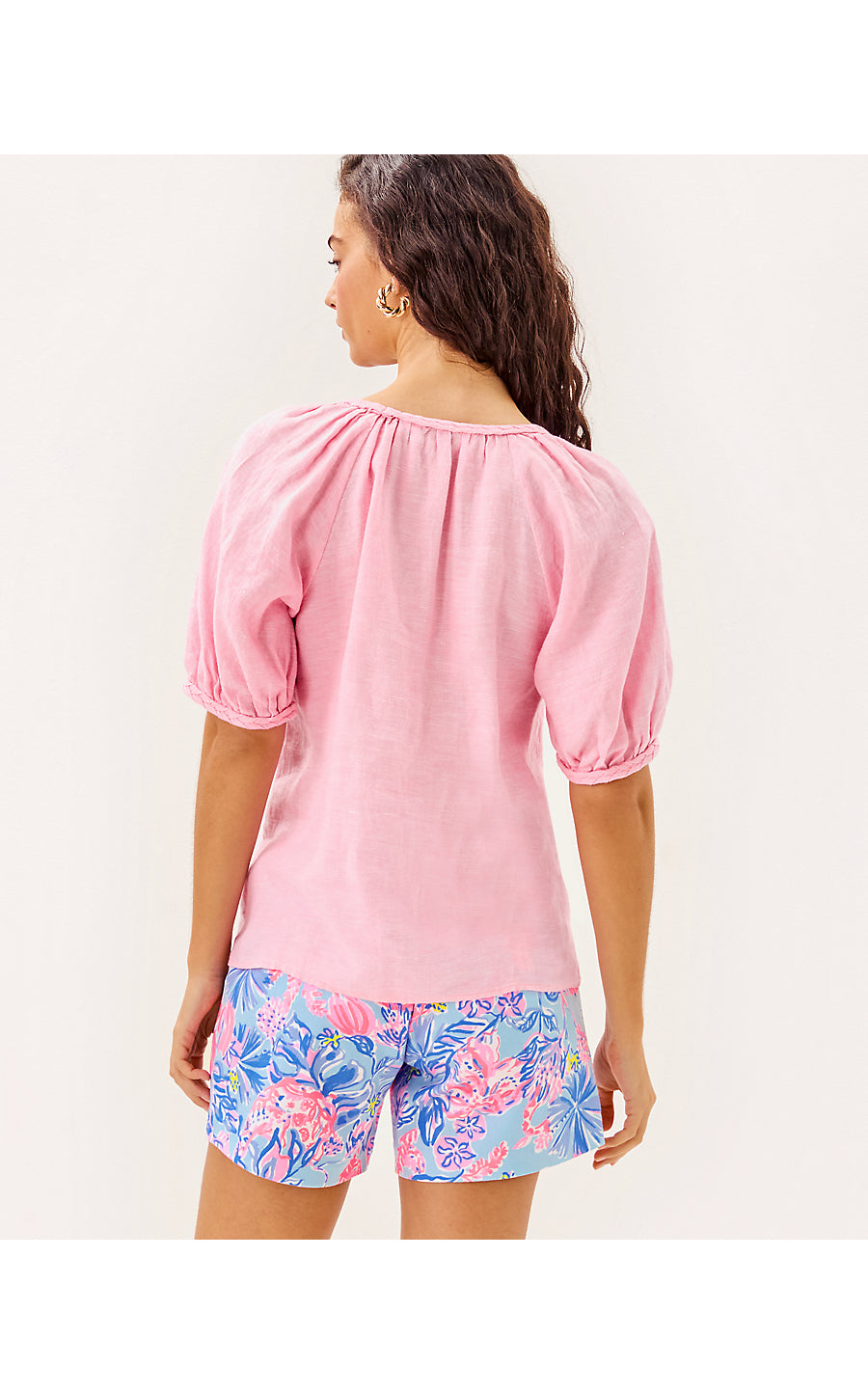 CALAIS SHORT SLEEVE TOP | CONCH SHELL PINK X RESORT WHITE