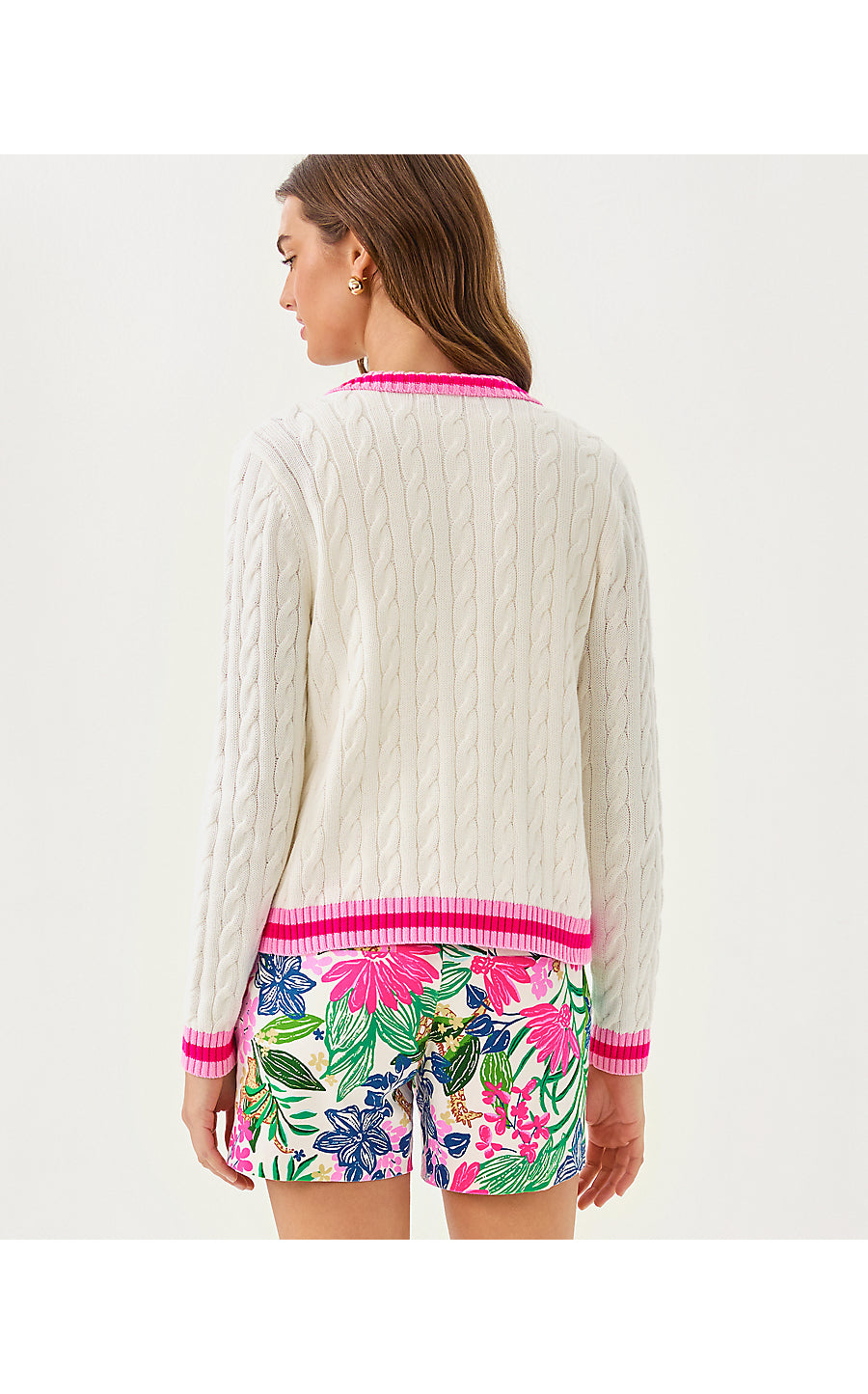 BROCKTON POLO CARDIGAN | COCONUT X PINK BLISS TIPPING